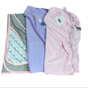 Bundle of 3 Hooded Baby Girl Bath Towels
